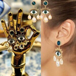 🆕 KURT GEIGER LONDON 🧿 NWT Evil Eye Chandelier Earrings